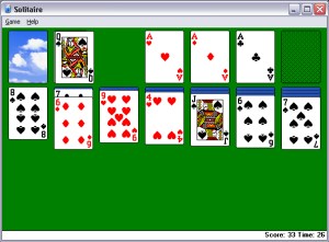 solitaire Microsoft Windows käyttöjärjestelmien mukana tuleva pasianssipeli.
